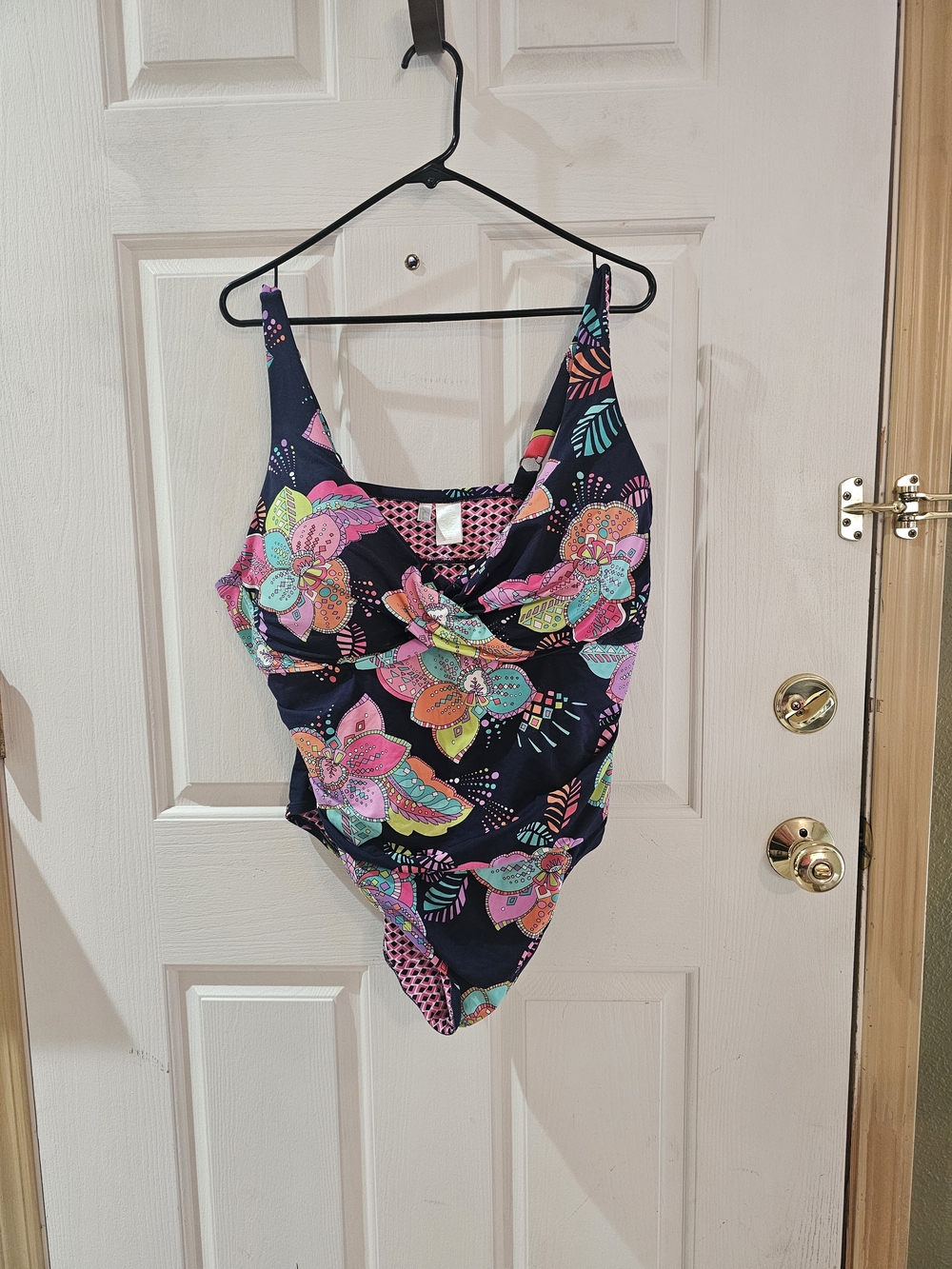 Anne Cole Women's Navy One-Piece Swimsuit with Bright Floral Print